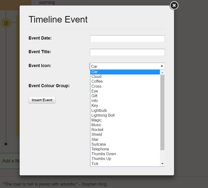 Timeline event | ApolloPad, distraction free novel writing tool 